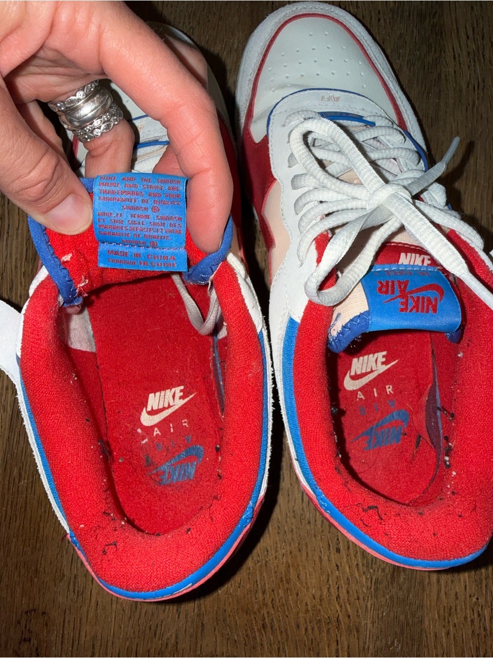 Nike Air Force 1 Low-Top Sneakers Red White Blue size 10.5 - Picture 7 of 9